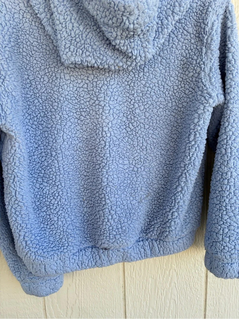 Kids Cozy Half-Zip Sherpa Hoodie - Light Blue Size L